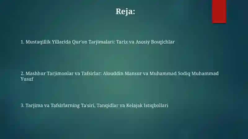 Mustaqillik Yillarida Qur'on Tarjimalari 2