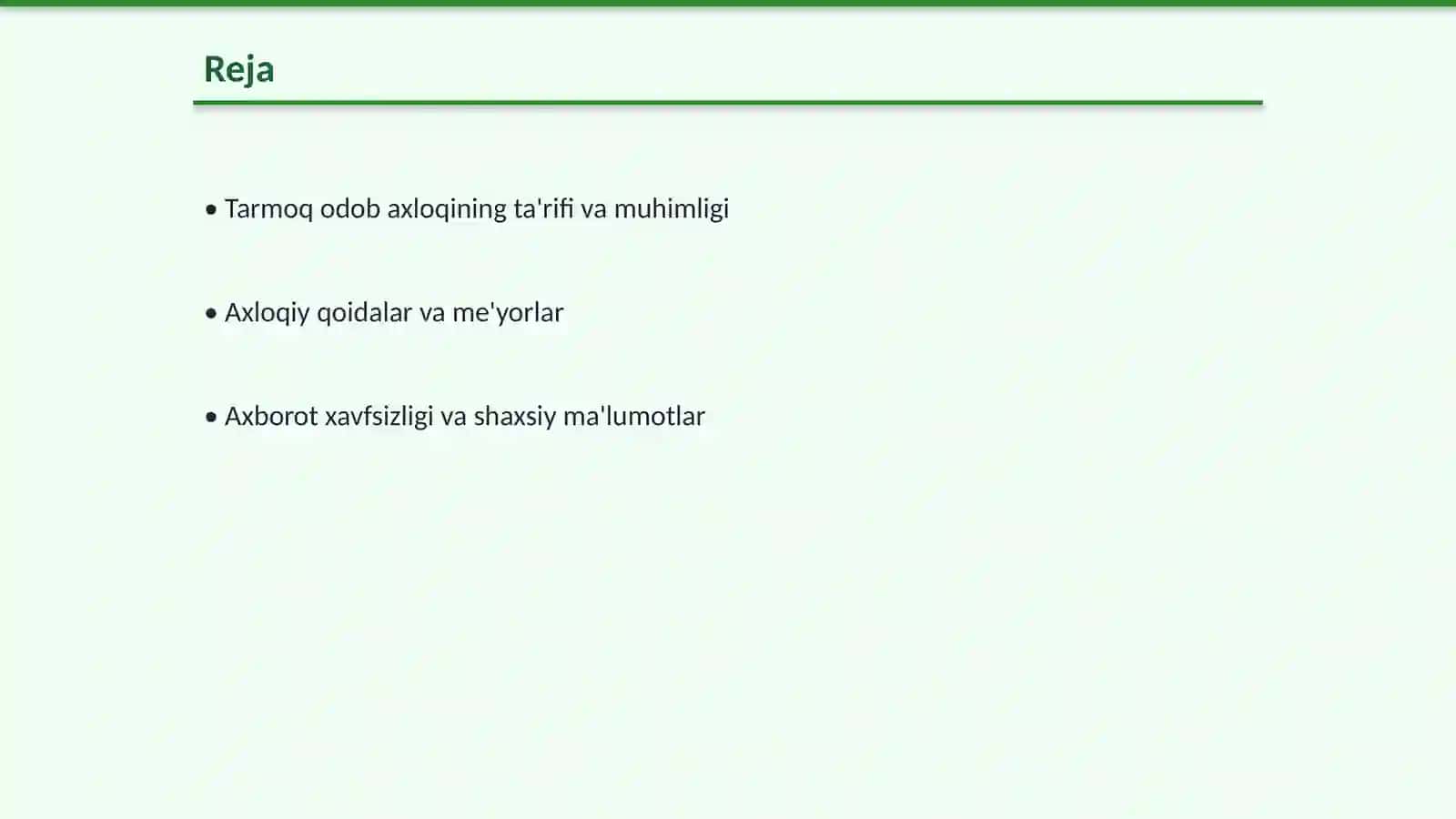 Tarmoq odob axloqi (infoetika) 2