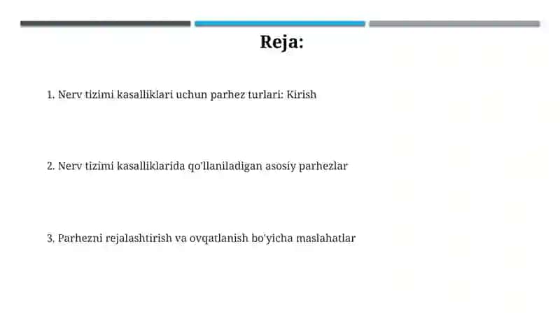 Nerv tizimi kasalliklari uchun parhez turlari 2