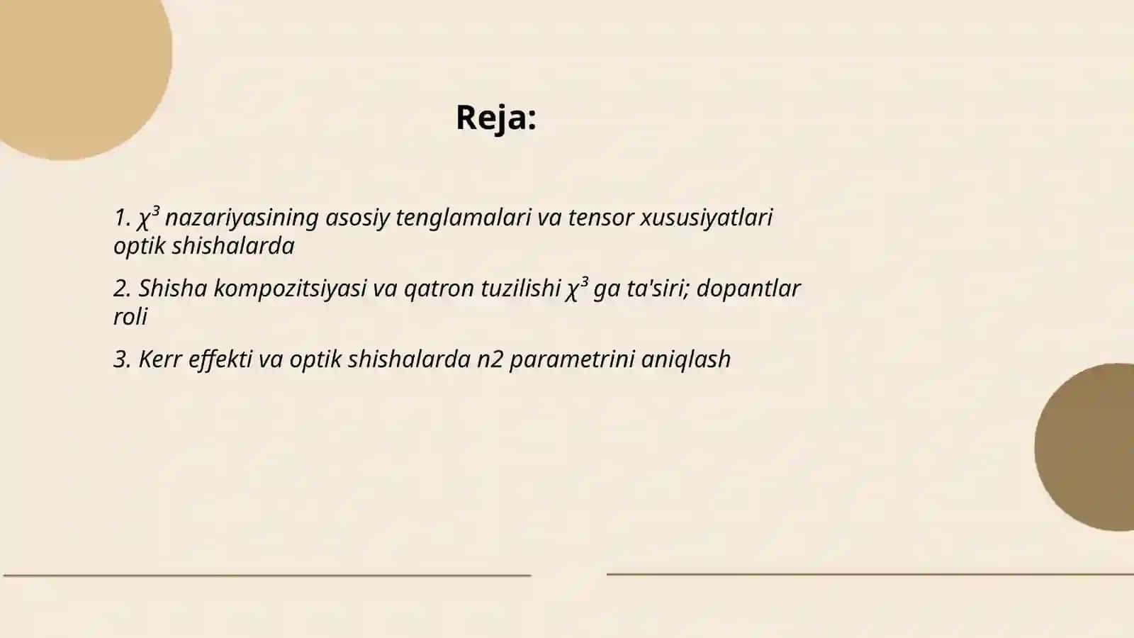 Optik shishalarda uchinchi tartibli (nolinear) qabul qiluvchanlik 2
