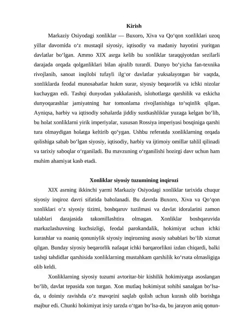 Xonliklarning taraqqiyotdan orqada qolishi 2