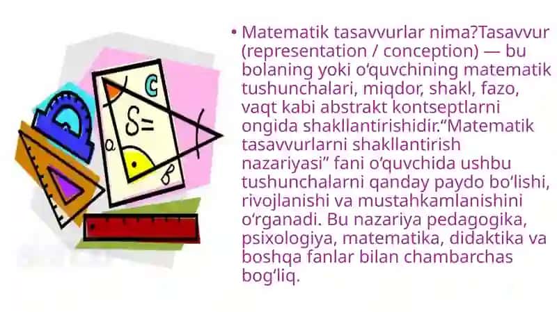 O'zbekiston va chet elda matematik tasavvurlarni shakllantirish texnologiyasi fanining rivojlanishi 2