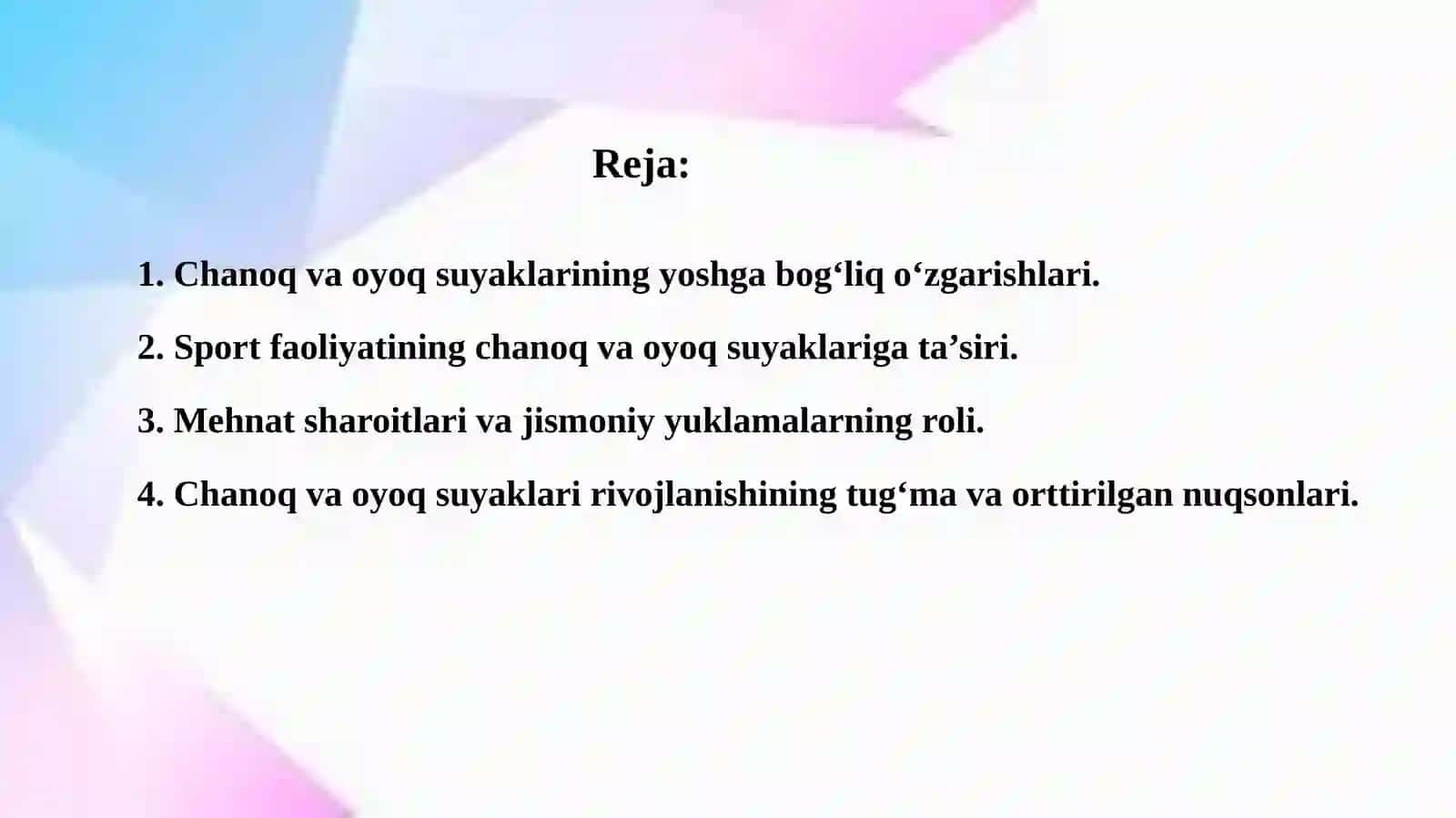 Chanoq va oyoq suyaklarining yoshgan isbatan xususiyatlari 2