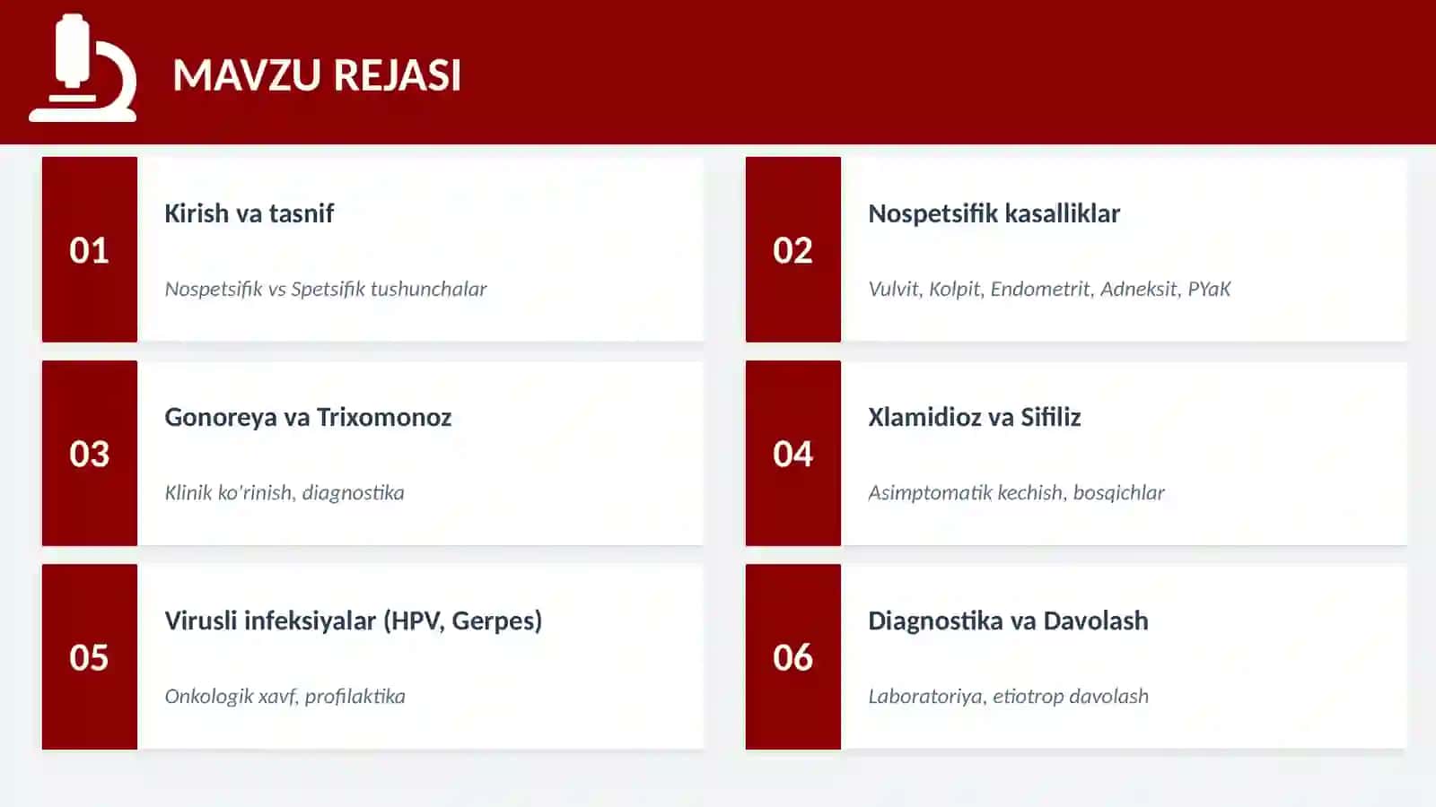 Ayollar jinsiy a'zolarning nospetsifik va spetsifik yallig'lanish kasalliklari. 2