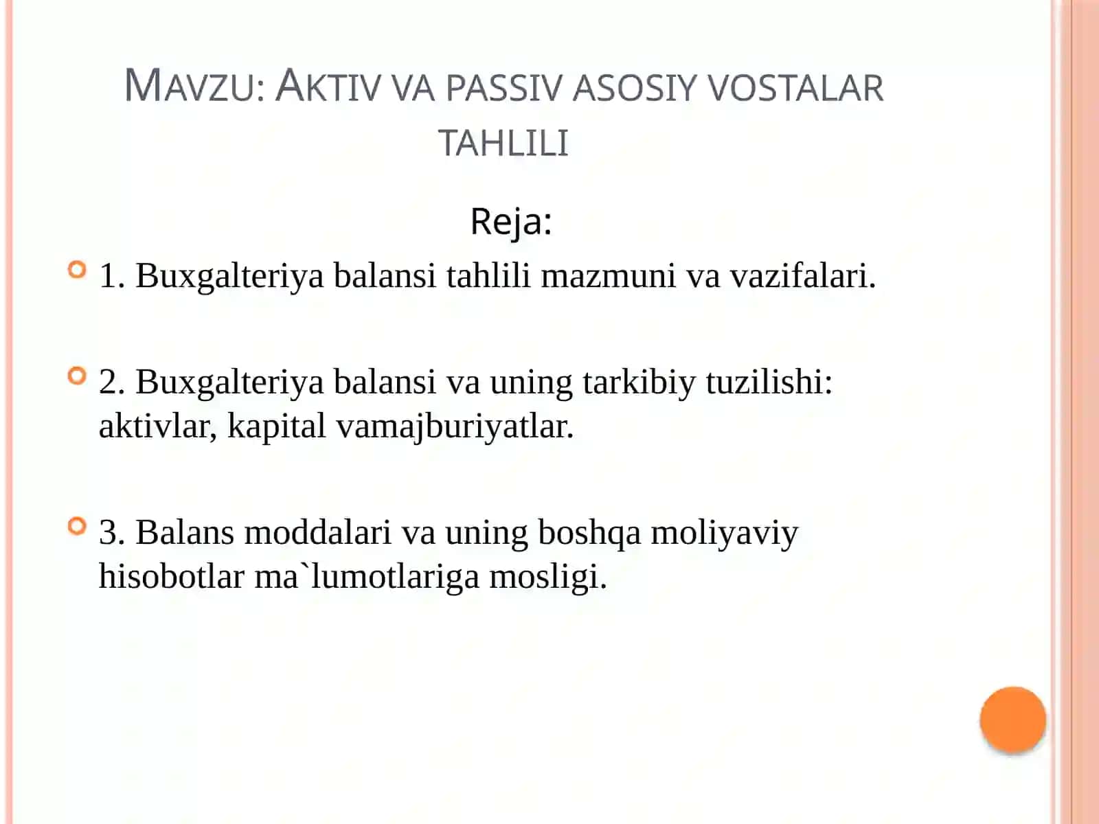 MOLIYAVIY HISOBOT TAHLILI FANI 2