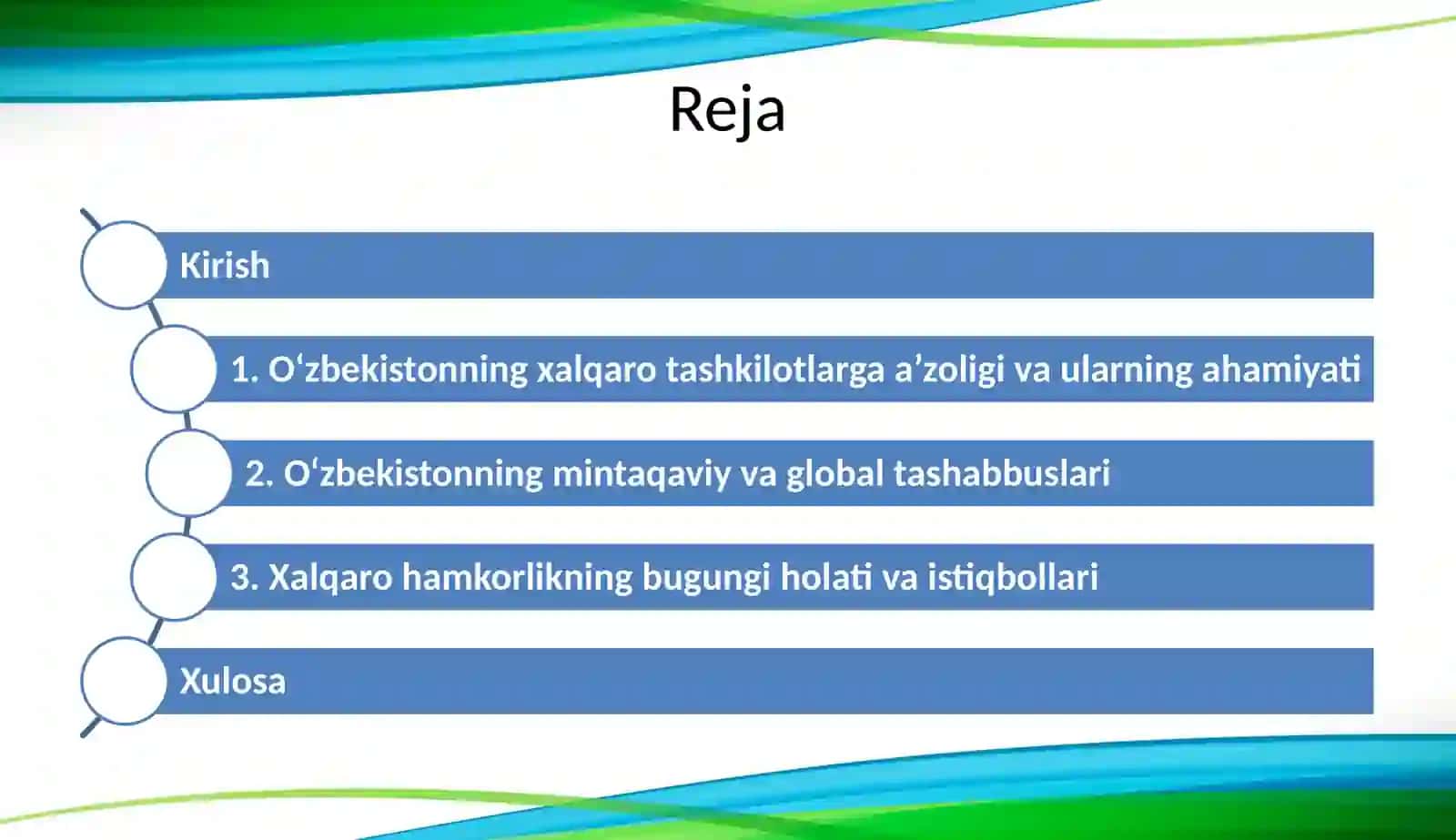 O‘ZBEKISTONNING XALQARO TASHKILOTLAR BILAN HAMKORLIK ALOQALARI 2