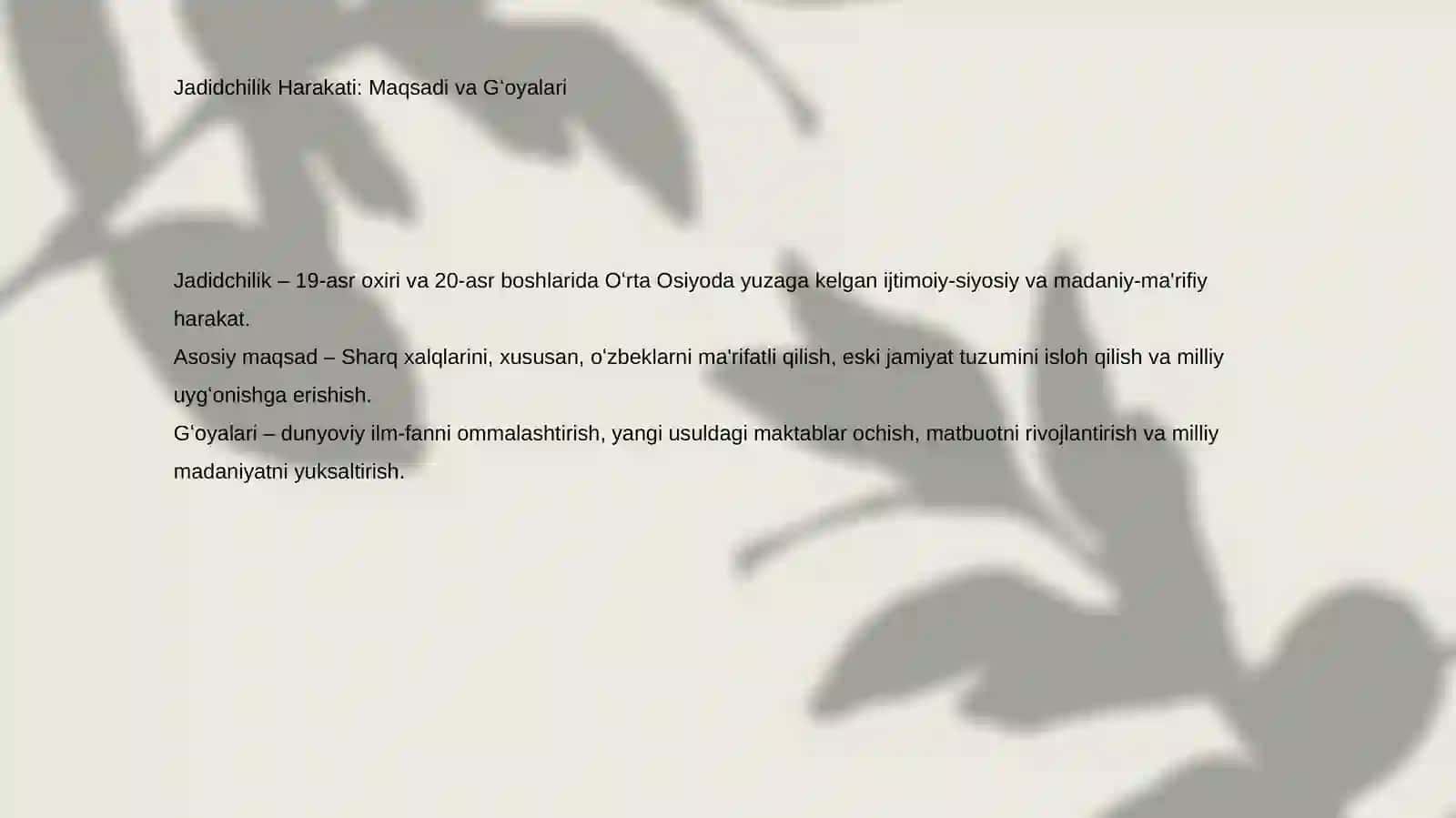 Jadidlar: Oʻlka Ijtimoiy-Ma'naviy Hayotining Yangi Davri 2