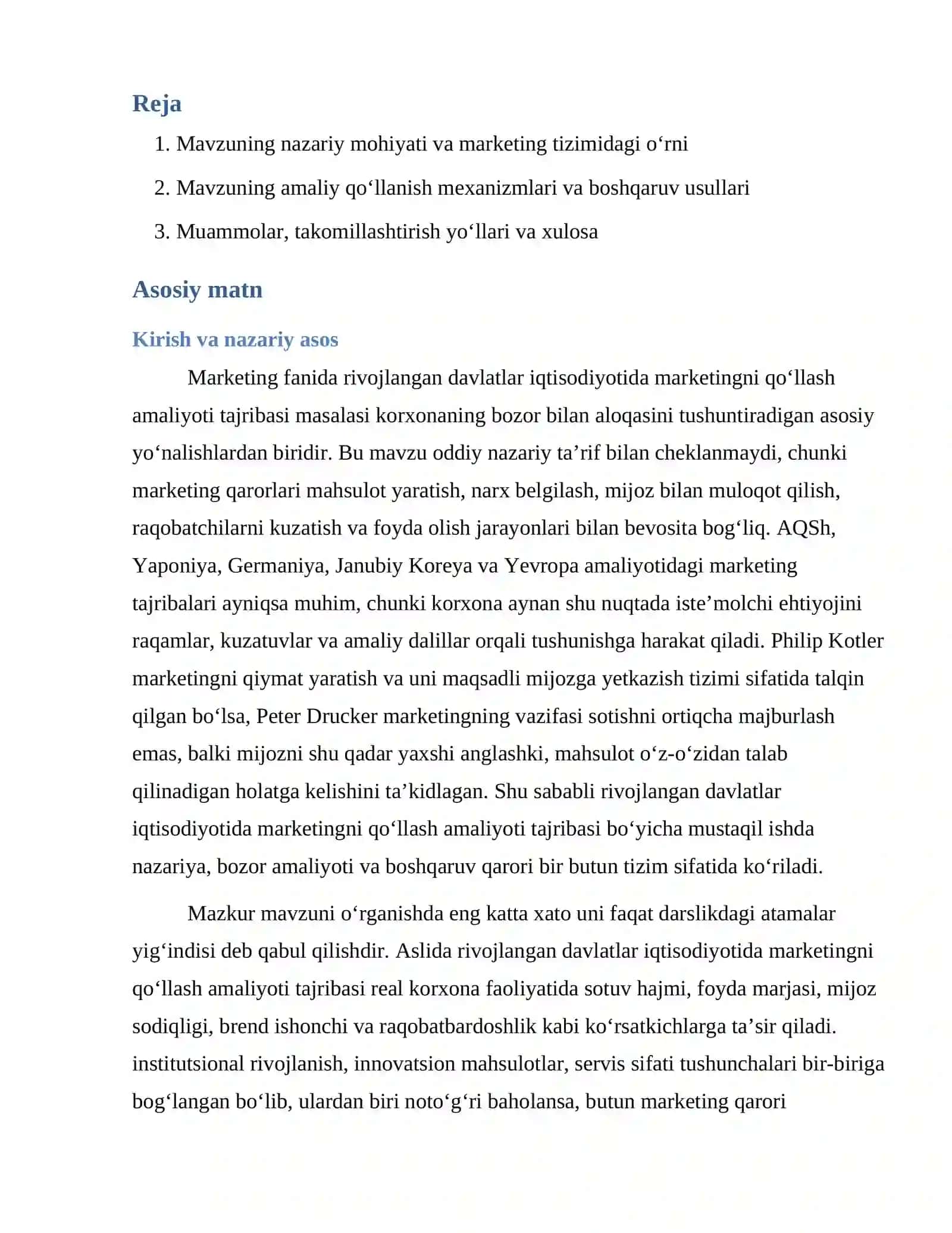 Rivojlangan davlatlar iqtisodiyotida marketingni qo‘llash amaliyoti tajribasi 2