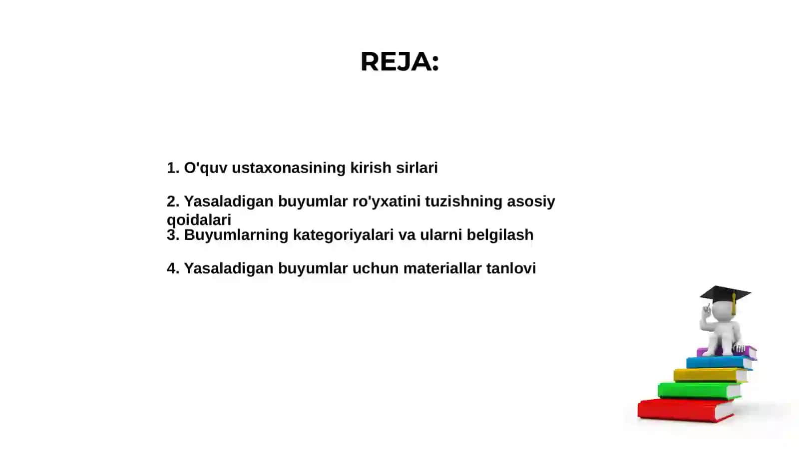 O'quv ustaxonasida yasaladigan buyumlar ro'yxatini tuzish 2
