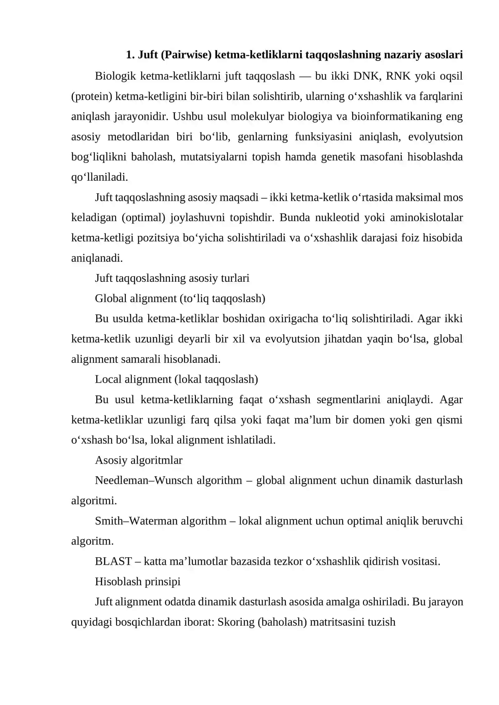 BIOLOGIK KETMA KETLIKLARNI JUFT VA KO'PLIK TAQQOSLASHLARNI SOLISHITIRISH 2