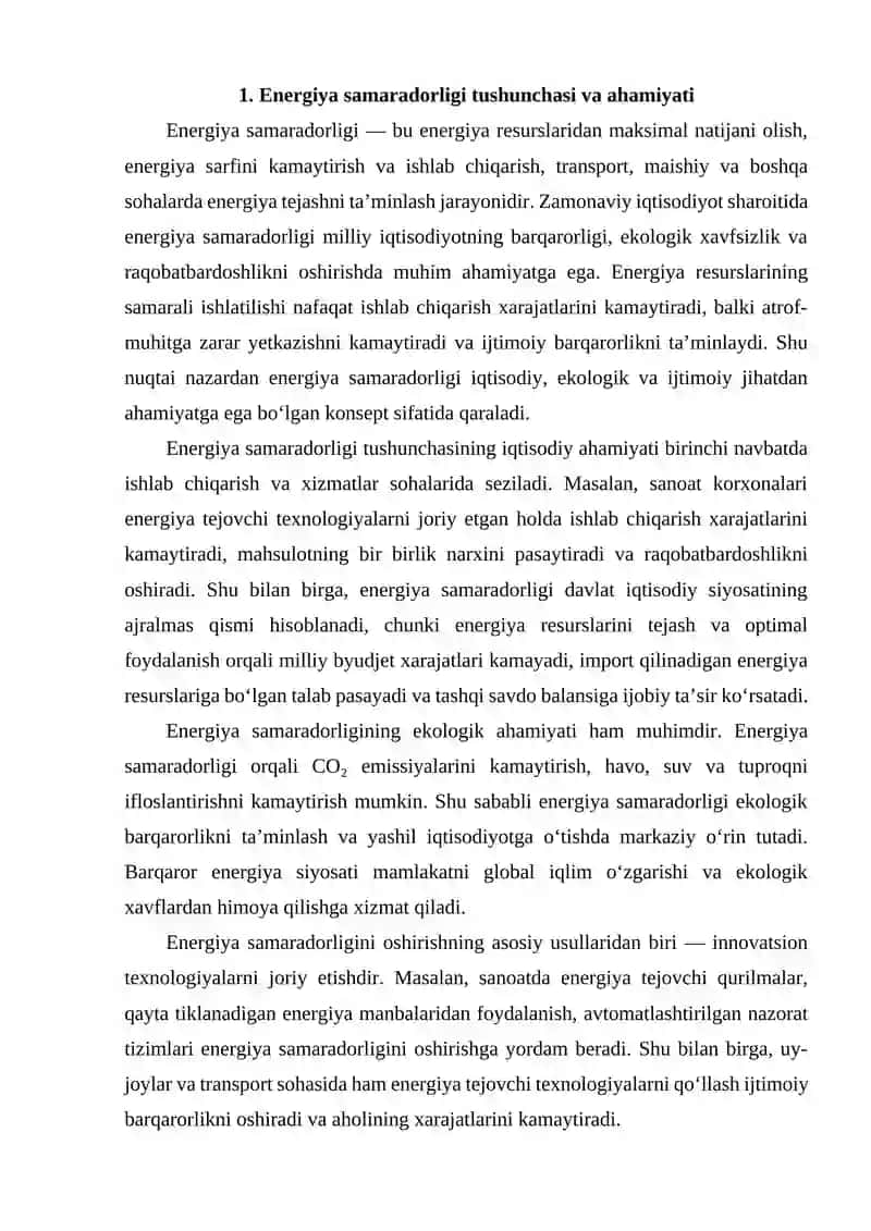 Energiya samaradorligi va sanoatda yashil ishlab chiqarish yoʻnalishlari 2