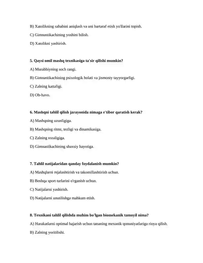 Gimnastika mashqlarini bajarish texnikasini tahlil qilishning umumiy qoidalari 2