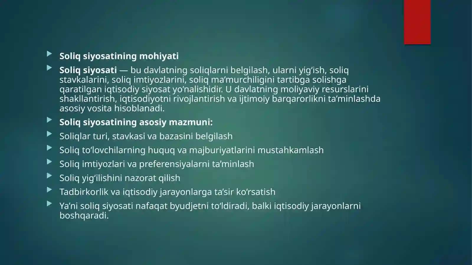 Davlat soliq siyosati uning yo’nalishlari 2