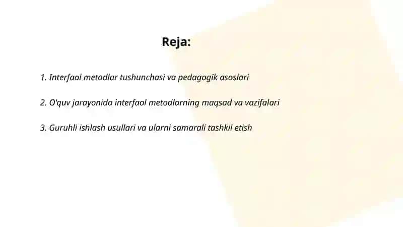 Interfaol metodlar va ularni qo'llash mahorati 2