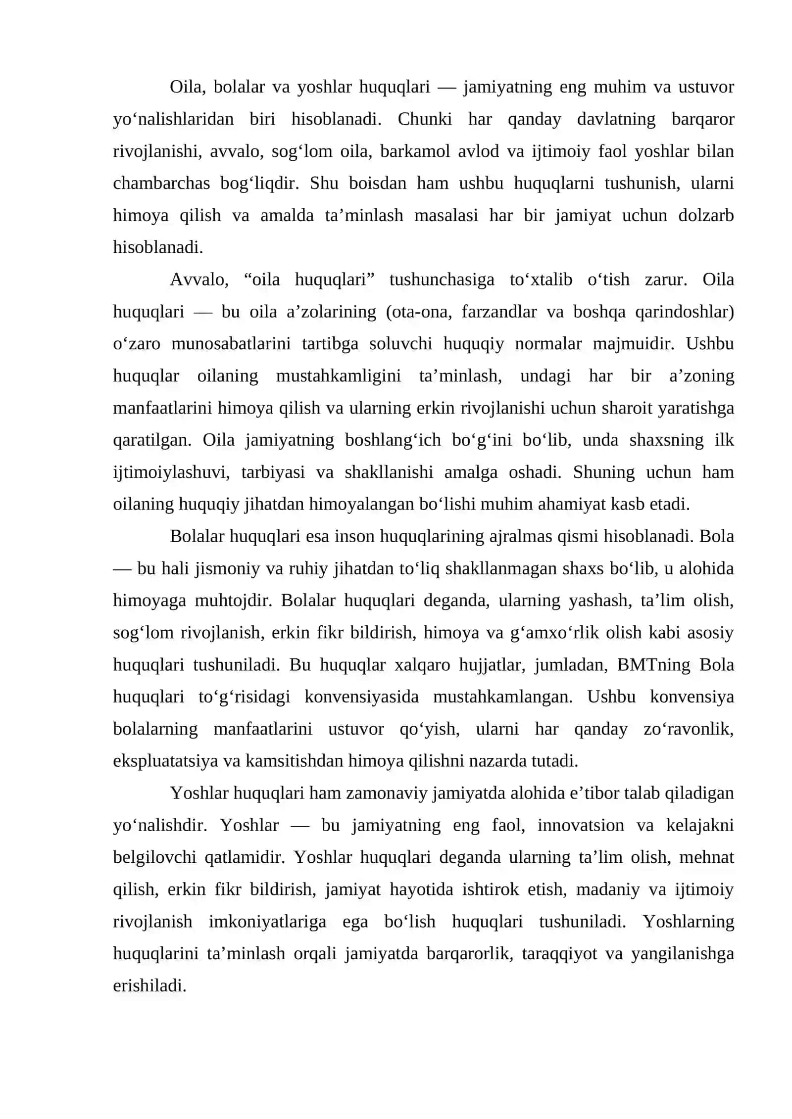 OILA, BOLALAR VA YOSHLAR HUQUQLARINING HIMOYASI 2