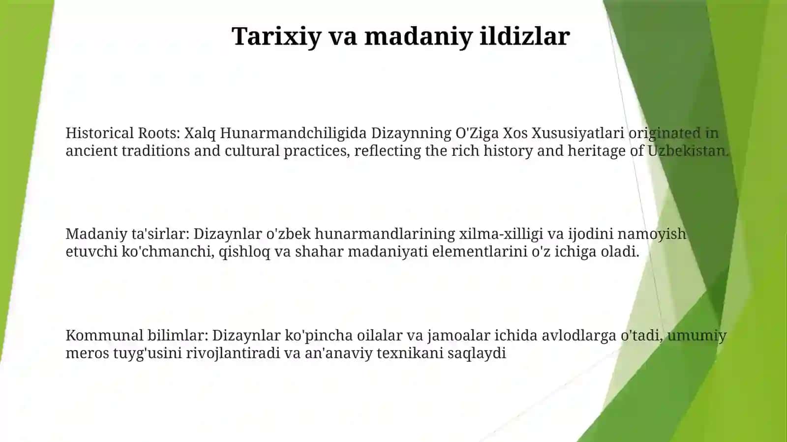 Xalq Hunarmandchiligida Dizaynning O'ZigaXosXususiyatlari 2