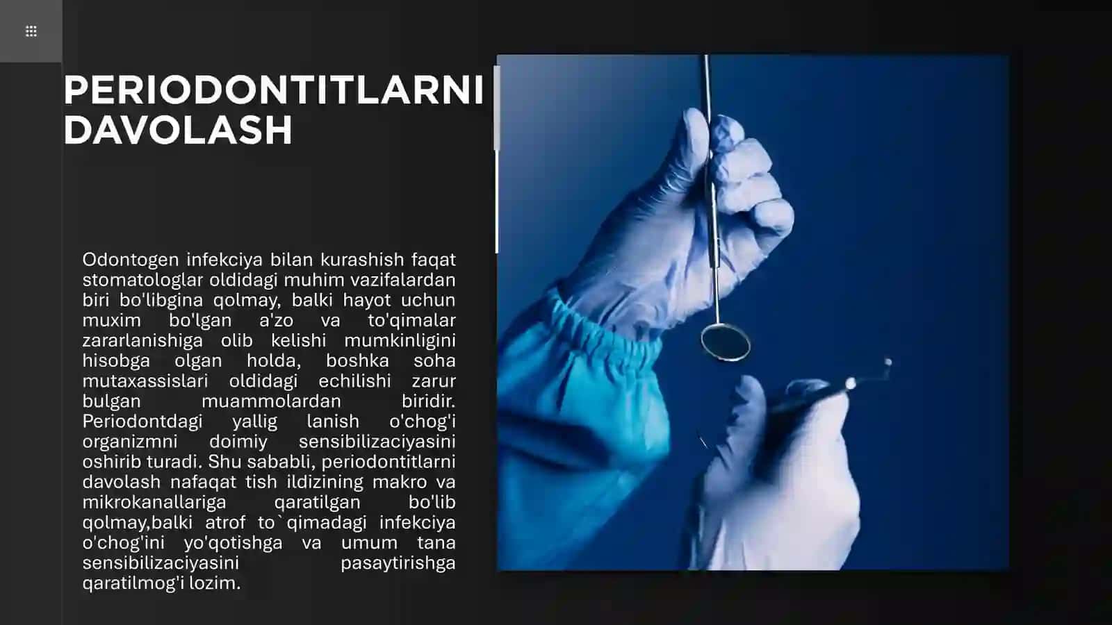 O'tkir periodontitning intoksikaciya bosqichida birinchi yordam 2
