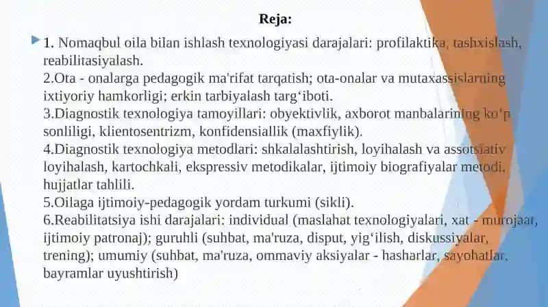 Nomaqbul oilalar bilan ishlashning ijtimoiy-pedagogik texnologiyalari 2