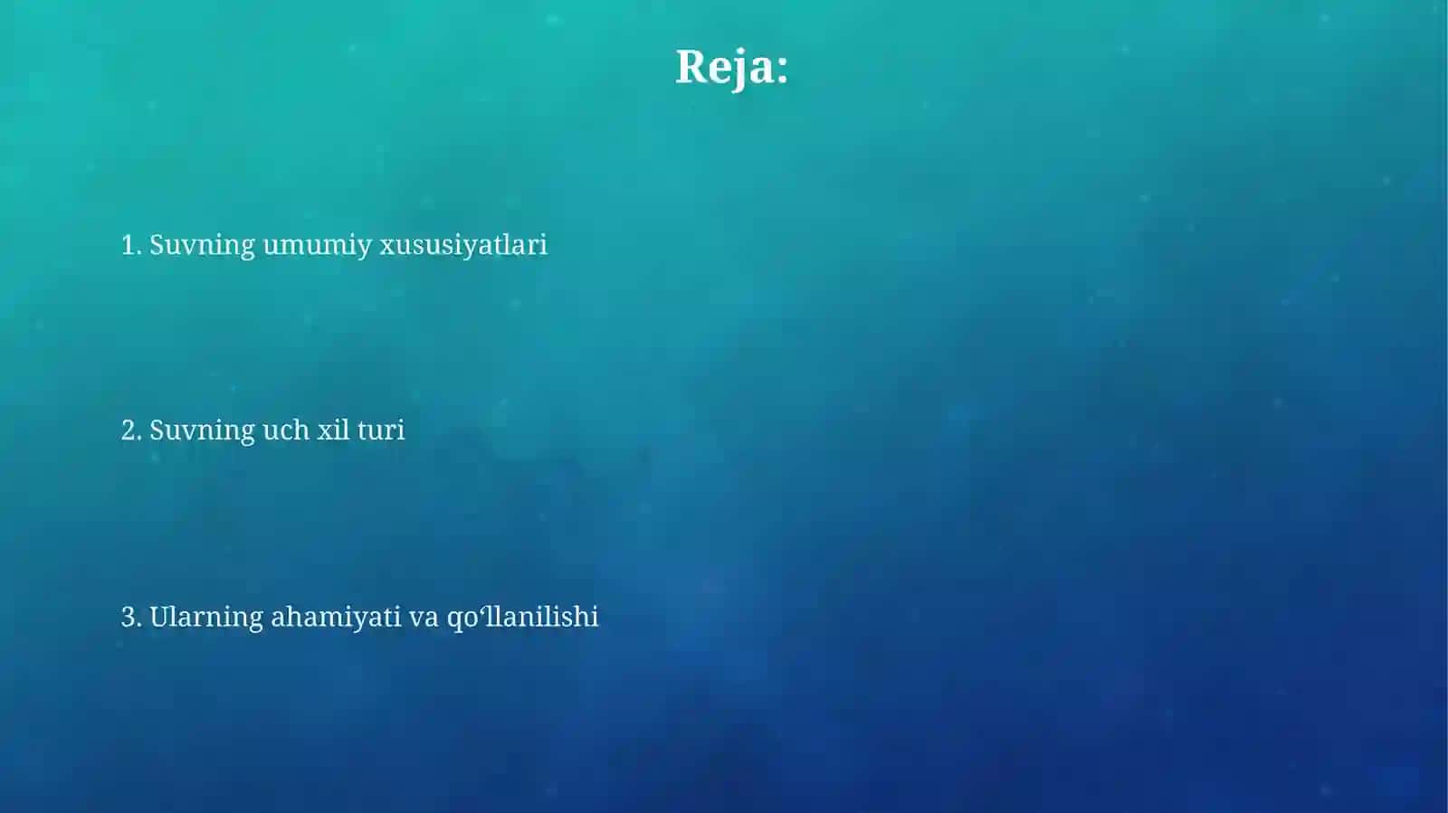Suvning fizik va kimyoviy xususiyatlari 2