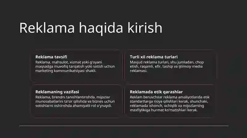 Biznesda Reklama huquqi va majburiyatlari 2