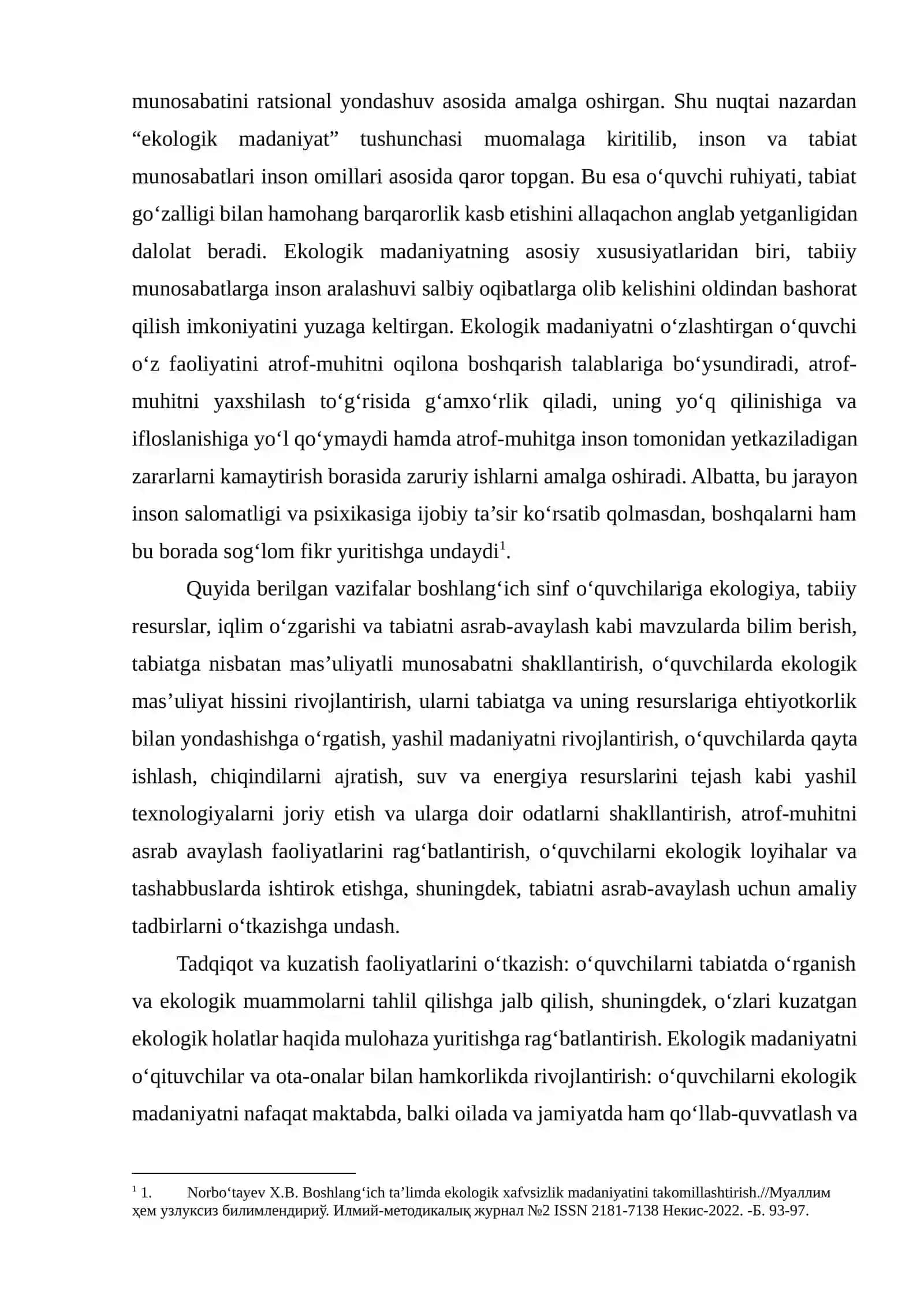 Maqola. Boshlang‘ich sinf darslarida ekologik madaniyat va tabiatga mehr tuyg‘usini shakllantirish 2