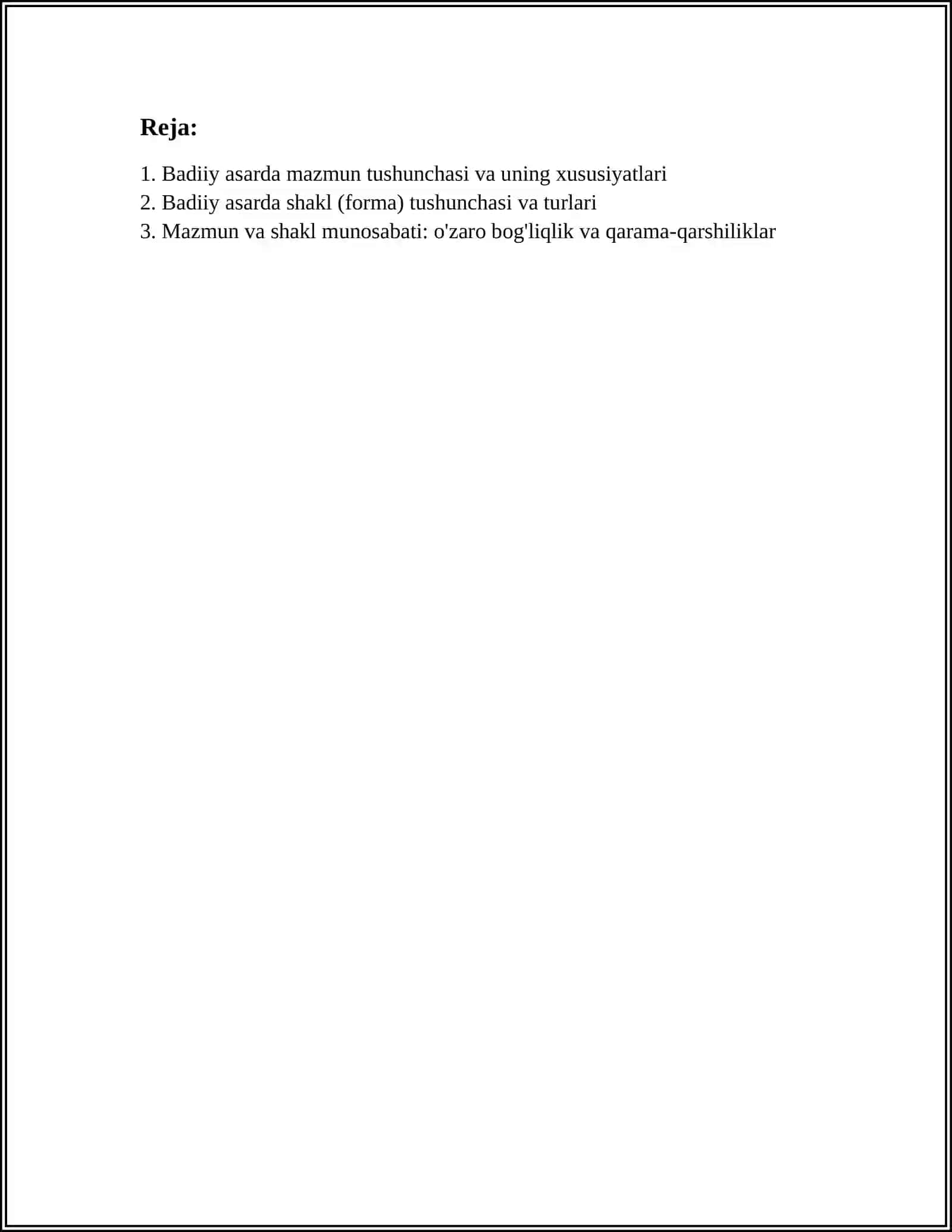 Badiiy asarda mazmun va shakl 2