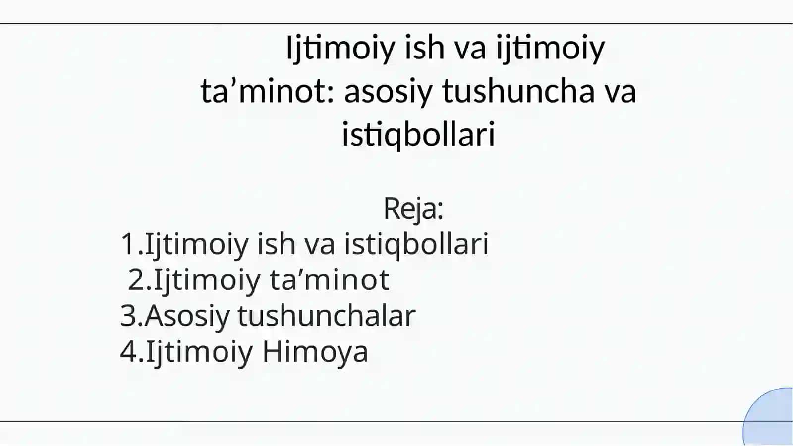 Slayd "Ijtimoiy ish va ijtimoiy taʼminot: asosiy tushuncha va istiqbollari" 2