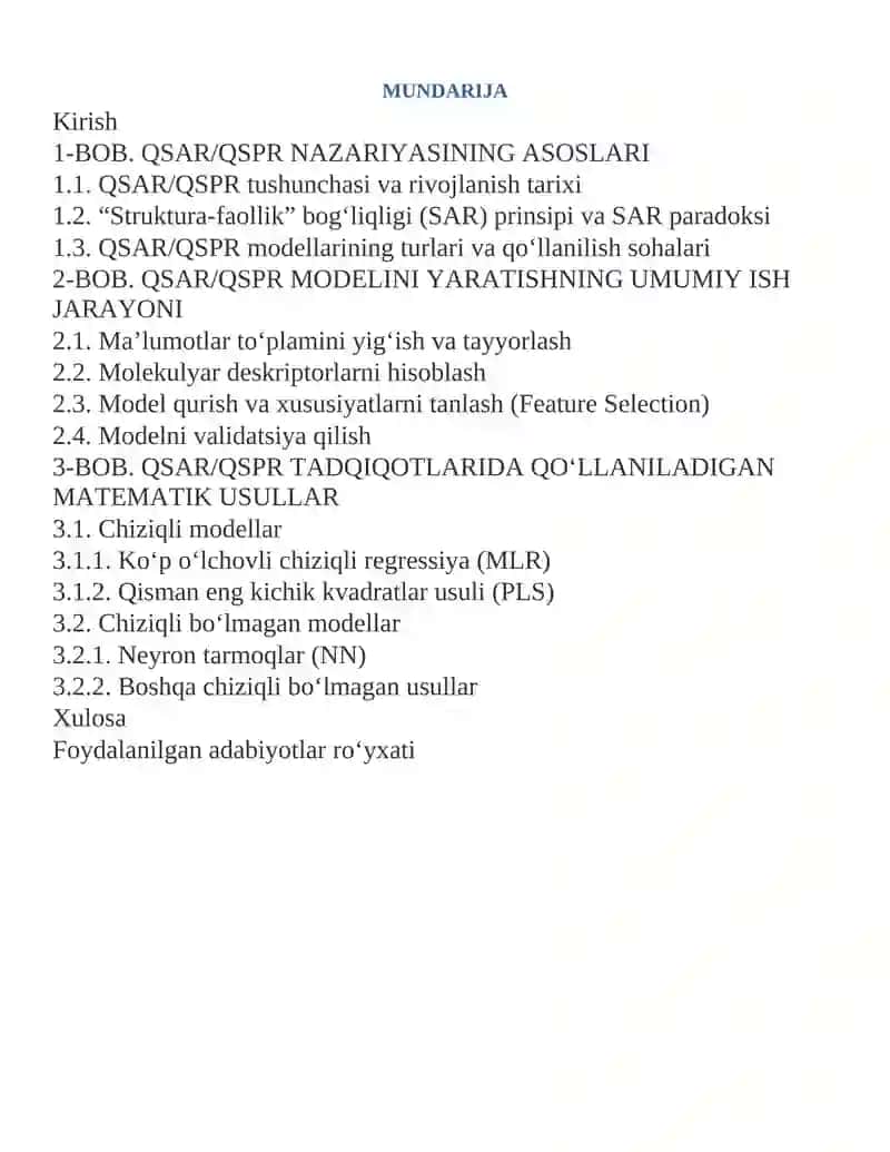 Kimyoda Kompyuter Modellashtirish Fanidan Referati 2