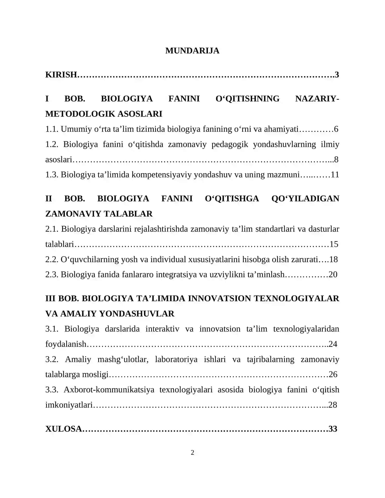 BIOLOGIYA FANINI O‘QITISHNING NAZARIY-METODOLOGIK ASOSLARI 2