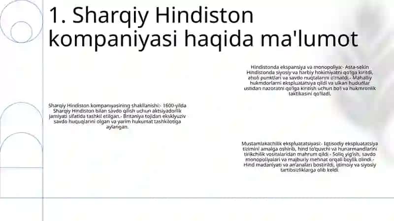 Sharqiy Hindiston kompaniyasining Mustamlakachilik Siyosati 2