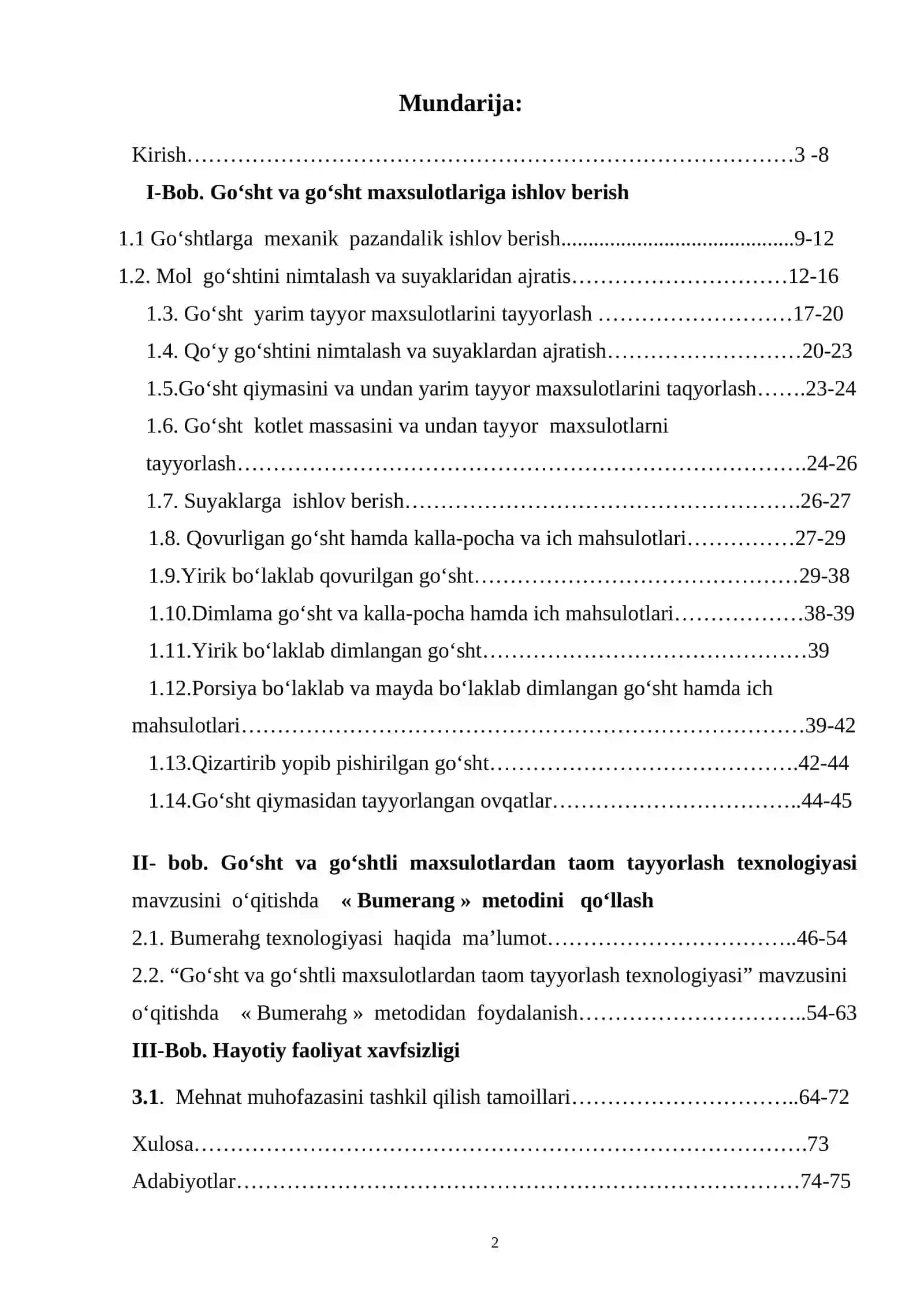 Go‘sht va go‘shtli maxsulotlardan taom tayyorlash texnologiyasi 2