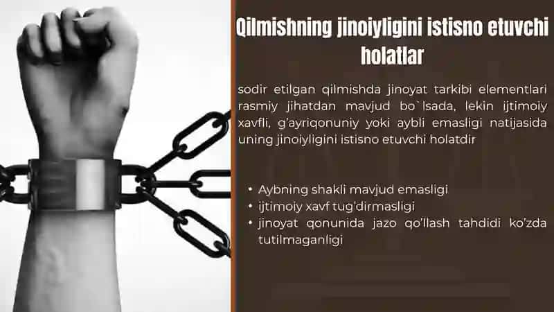 Qilmishni jinoiyligini istisno qiluvchi holatlar 2