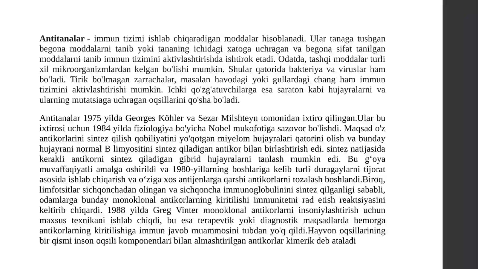 Tibbiyotda va tashxisda ishlatiladigan monoklonal antitanalar 2