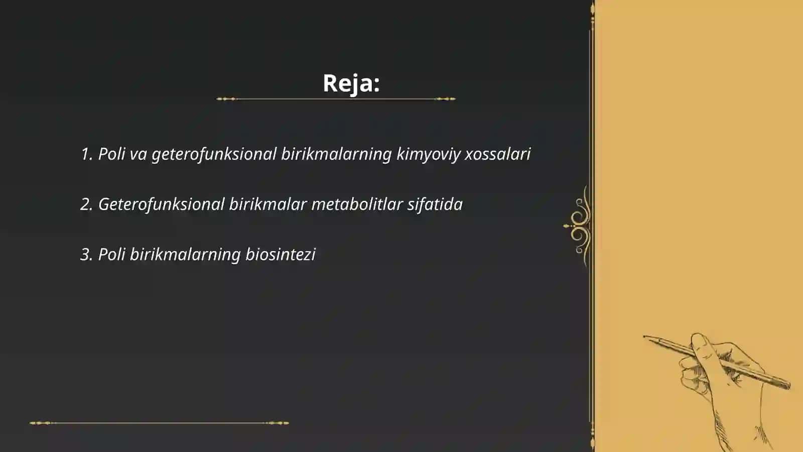 Poli va geterofunksional birikmalar metabolitlar va dorivor moddalar sifatida 2