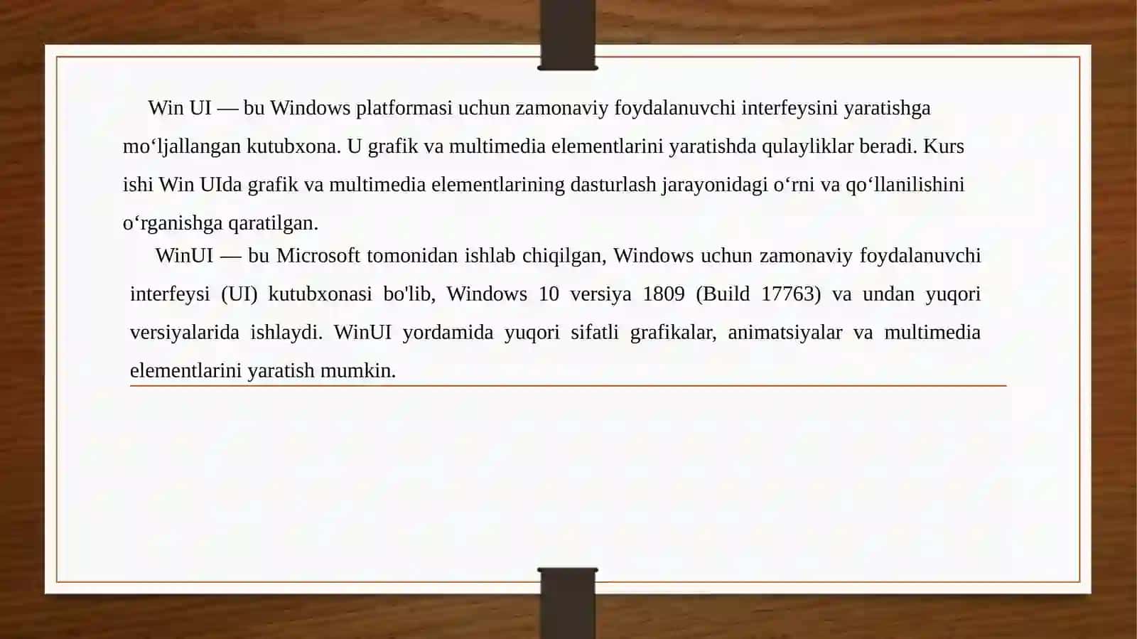 UWP(WinUi)da grafik va multimedia bilan ishlash 2