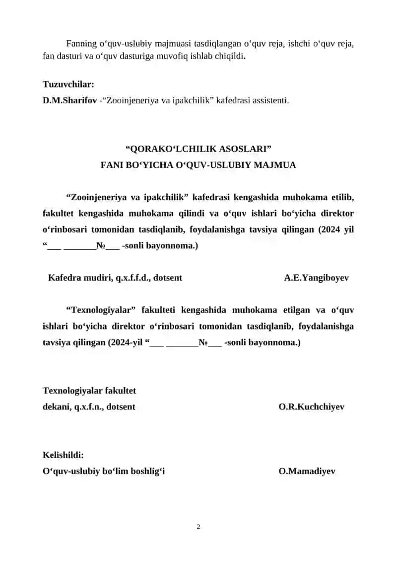 QORAKO‘LCHILIK ASOSLARI 2
