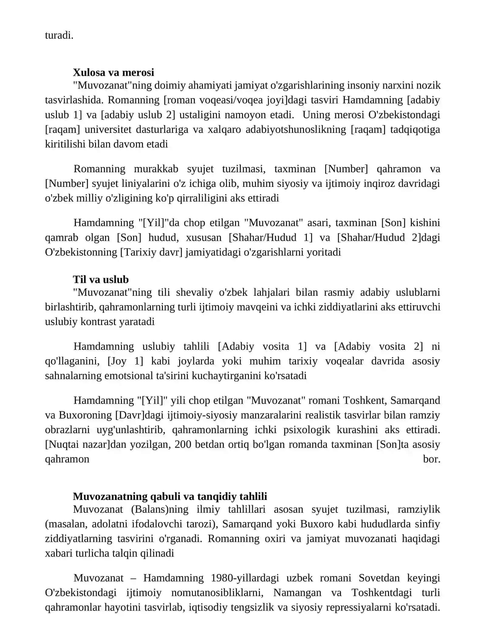 Ulugʻbek Hamdamning "Muvozanat" Romani tahlili 2