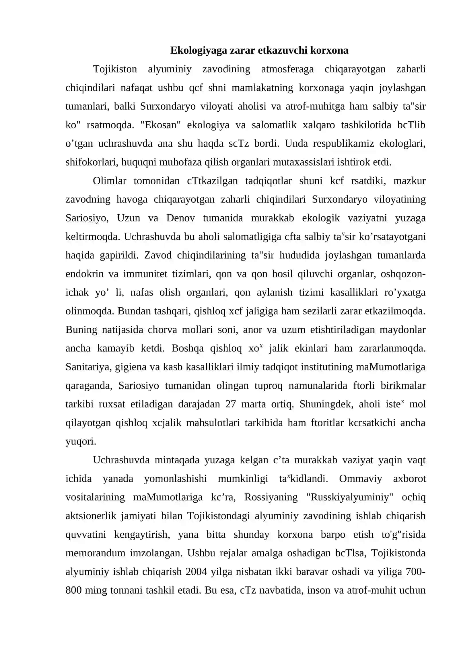Ekologik muammolar Surxondaryo viloyatida 2