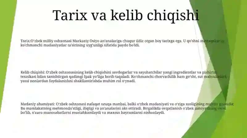 Ózbek Oshxonasi Millat Durdonasi 2