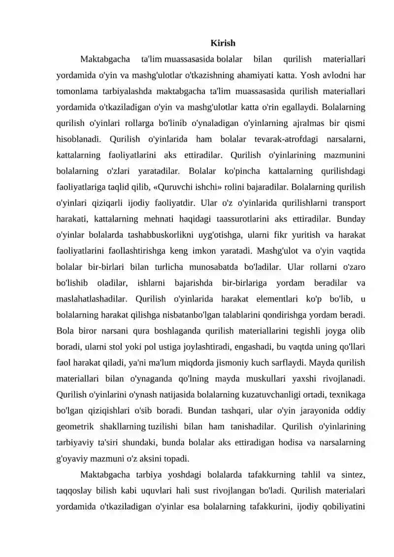 Maktabgacha va boshlang'ich ta'limda Qurilish o'yinlari 2