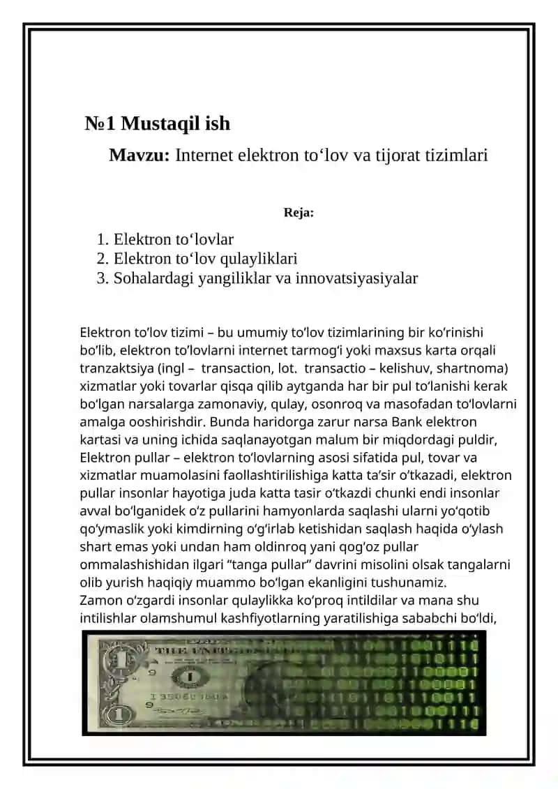 Internet elektron tо‘lov va tijorat tizimlari 2