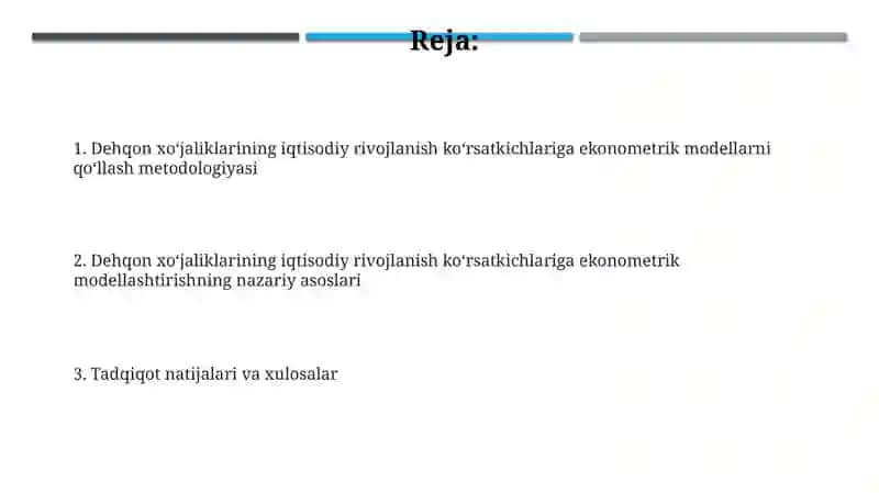 Fermer xo‘jaliklarining iqtisodiy rivojlanish ko‘rsatkichlarini ekonometrik modellashtirish 2