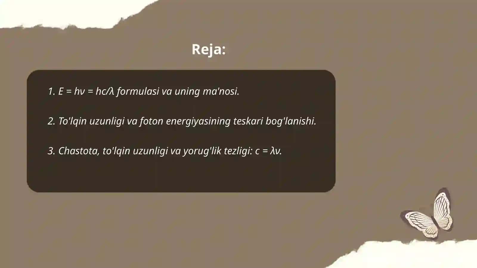 Nurning to'lqin va energiya xarakteristikalari o'rtasidagi bog'liqlik 2