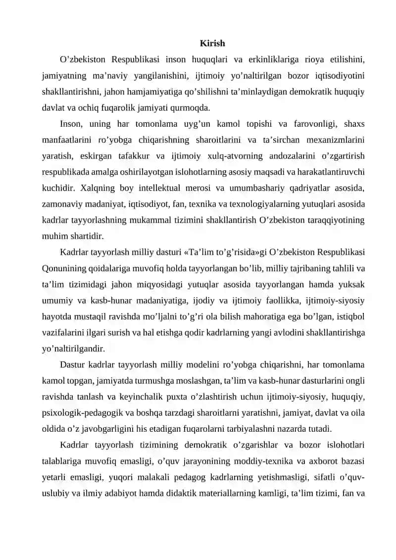 Kadrlar tayyorlash milliy dasturida ilm-fan va ishlab chiqarishning integratsiyalashuvi 2