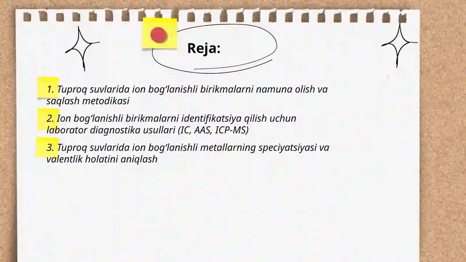 Tuproq suvuni ifloslanishida ion bog‘lanishli birikmalarini aniqlash ulardan tozalash usulini ishlab chiqish 2
