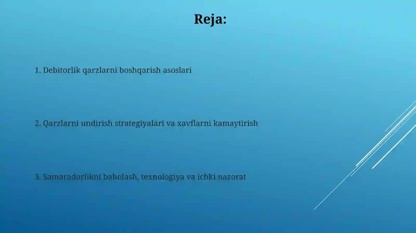 Debitorlik qarzlarini boshqarish 2