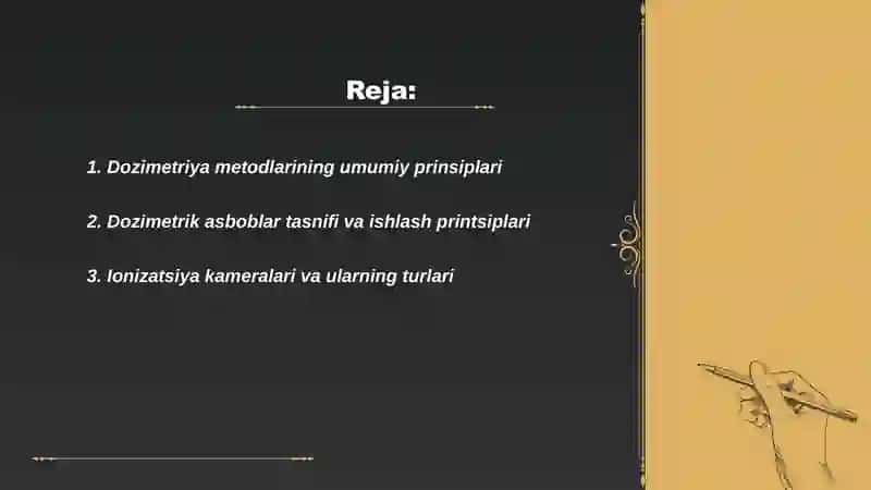 Dozimetriya metodlari. Dozimetrik asboblar tasnifi 2