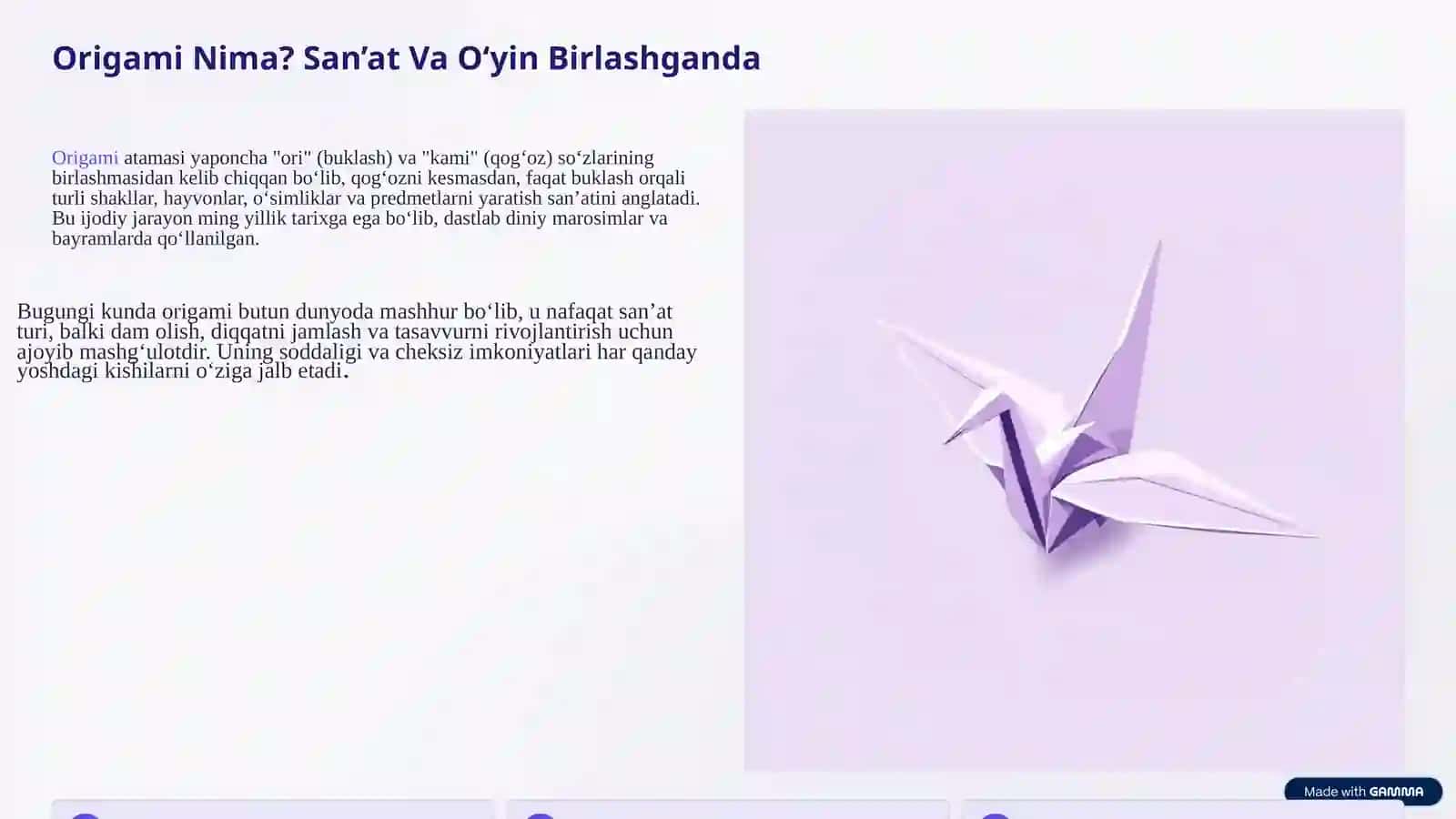 Qog‘ozdan Buklash Yo‘li Bilan O‘yinchoq Yasash (Origami Usuli) 2