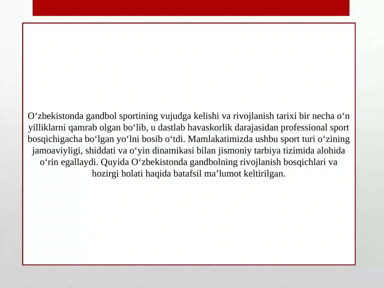 O'ZBEKISTONDA GANDBOLNING RIVOJLANISHI 2