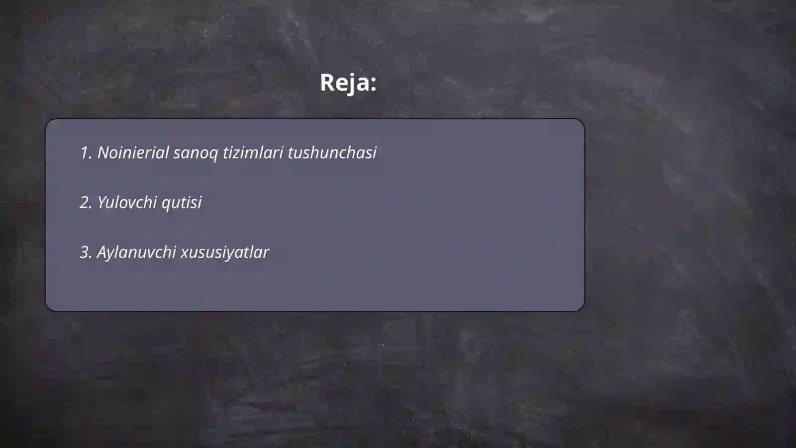 Noinersial sanoq tizimlari 2